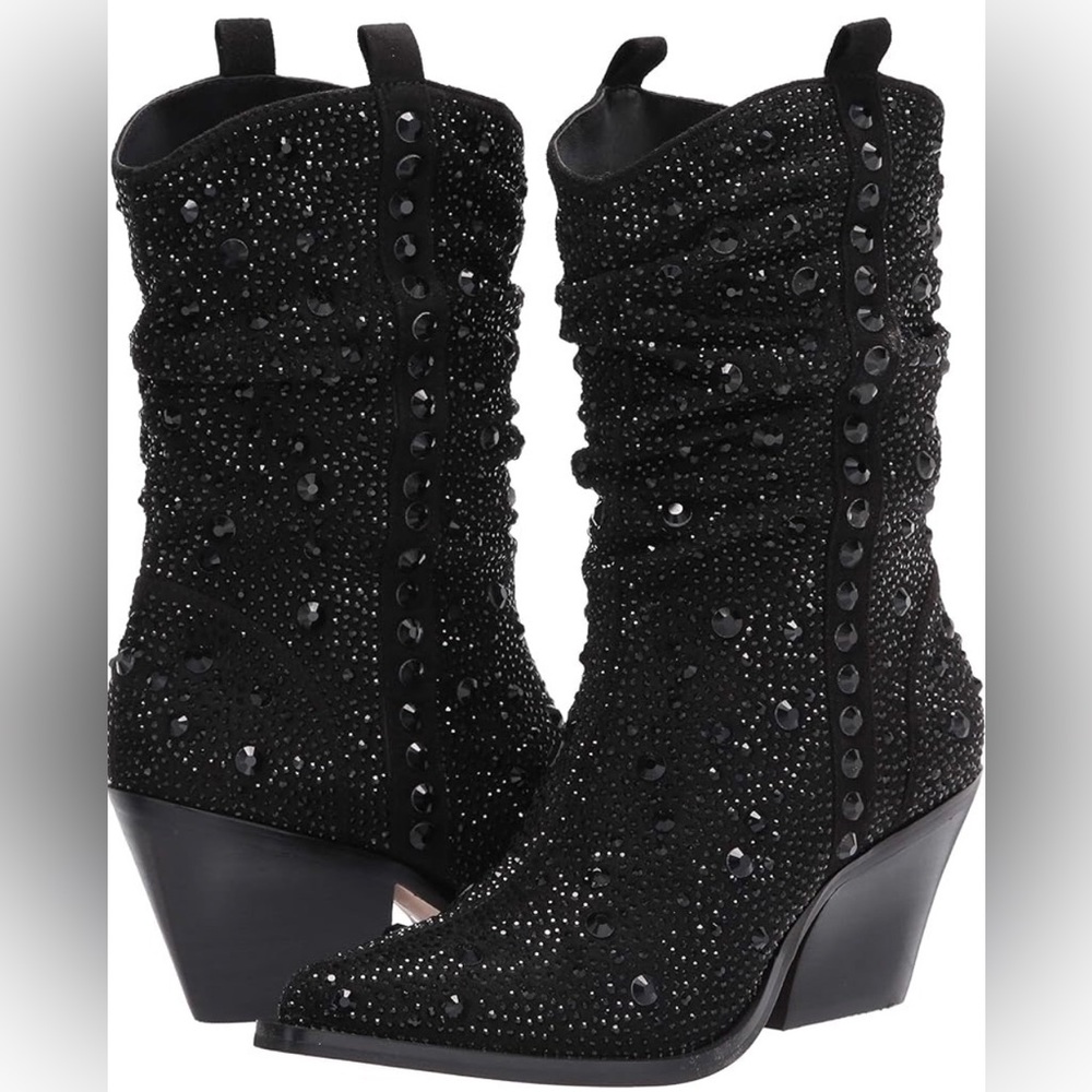 Jessica Simpson Black Studded Blingy ankle western Boots
